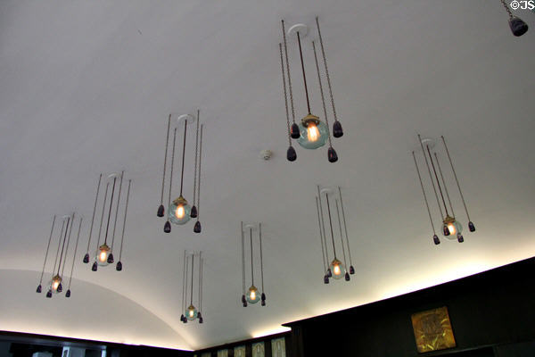 Dining room ceiling lighting at House for an Art Lover. Glasgow, Scotland.