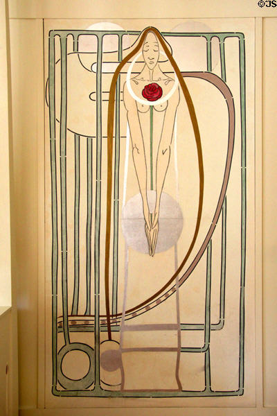 Mural with human figure in music room at House for an Art Lover. Glasgow, Scotland.