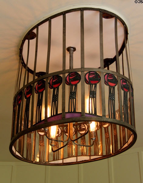 Ceiling lamp in oval room at House for an Art Lover. Glasgow, Scotland.