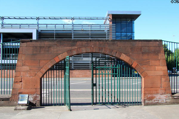 Gated archway entrance to Scotland Street School. Glasgow, Scotland.