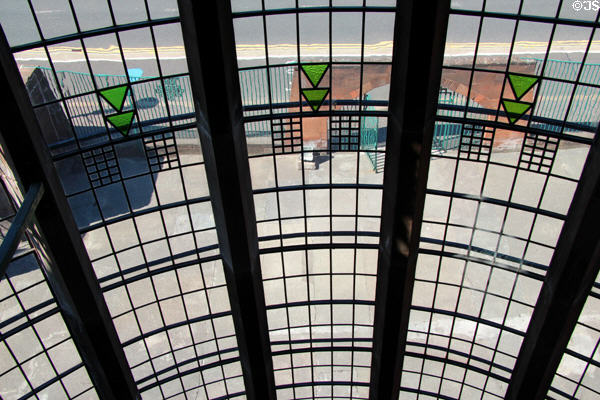 Stained & framed glass of internal stairtower at Scotland Street School. Glasgow, Scotland.