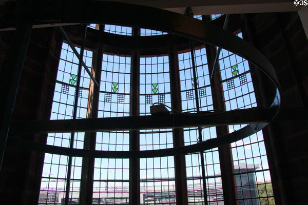 Windows of internal stairtower at Scotland Street School. Glasgow, Scotland.