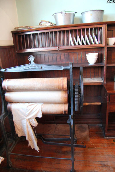 Washing mangle by Shaw Walker & Co. of Glasgow in cookery kitchen at Scotland Street School Museum. Glasgow, Scotland.