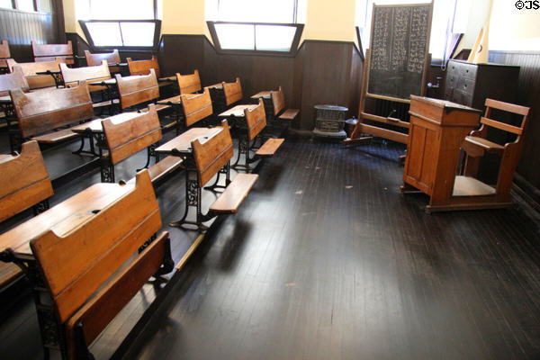 Victorian classroom (restored to 1886) at Scotland Street School Museum. Glasgow, Scotland.