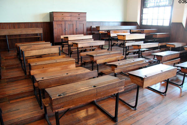 World War II classroom (restored to 1939) at Scotland Street School Museum. Glasgow, Scotland.