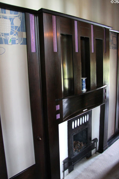 Hall fireplace (1904) by C.R. Mackintosh at Hill House. Helensburgh, Scotland.
