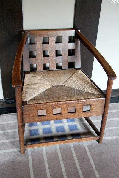 Hall armchair (1904) by C.R. Mackintosh at Hill House. Helensburgh, Scotland.