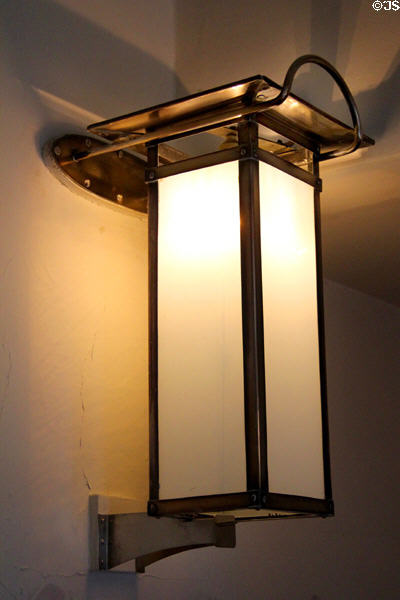 Wall lamp by C.R. Mackintosh in main bedroom at Hill House. Helensburgh, Scotland.