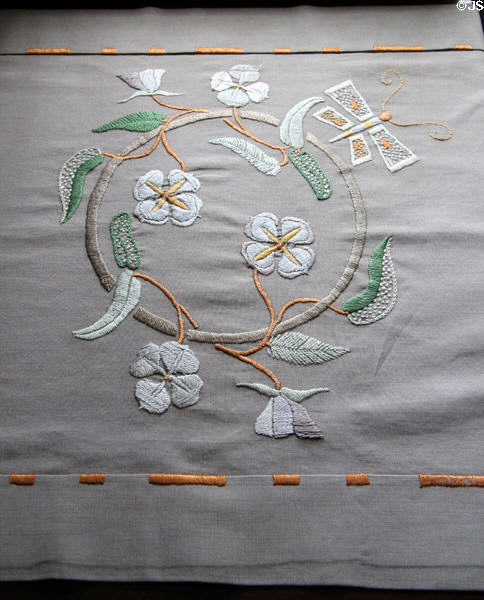 Embroidered runner in dressing room at Hill House. Helensburgh, Scotland.