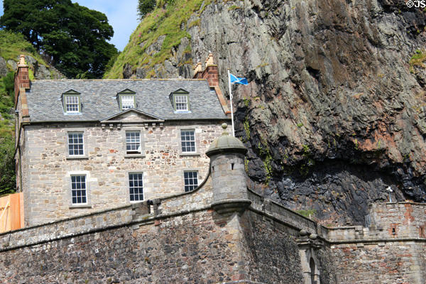 Ground level fortification & Governor's House at Dumbarton Castle. Glasgow, Scotland.