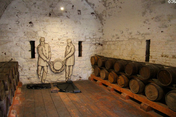 Powder Magazine (1748) interior held 150 barrels of gunpowder at Dumbarton Castle. Glasgow, Scotland.