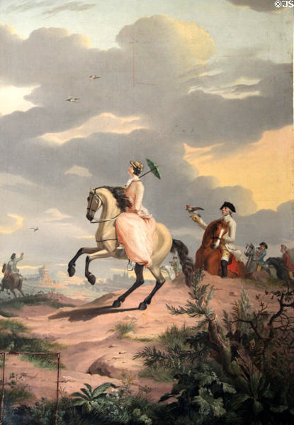 Hawking Party (c late 1700s) by Gerrit Malleyn at Pollok House. Glasgow, Scotland.