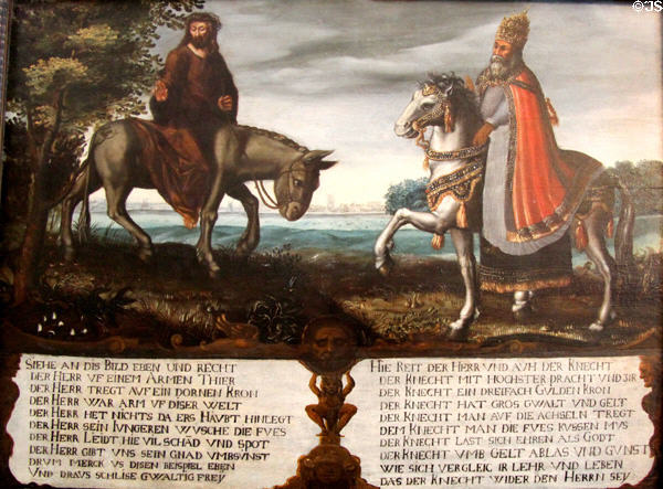 Christ & Pope comparison painting (16thC) by a German Protestant artist at Pollok House. Glasgow, Scotland.