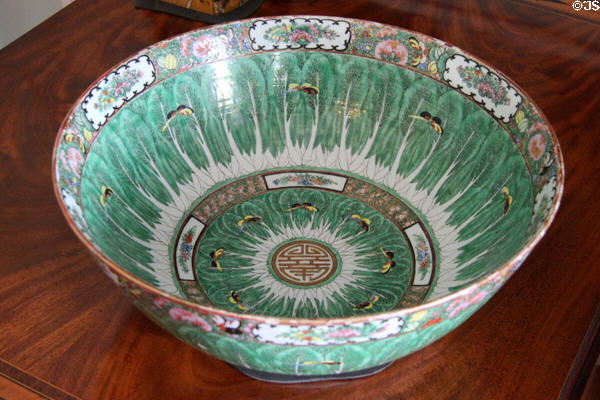 Chinese-import punch bowl in drawing room at Pollok House. Glasgow, Scotland.