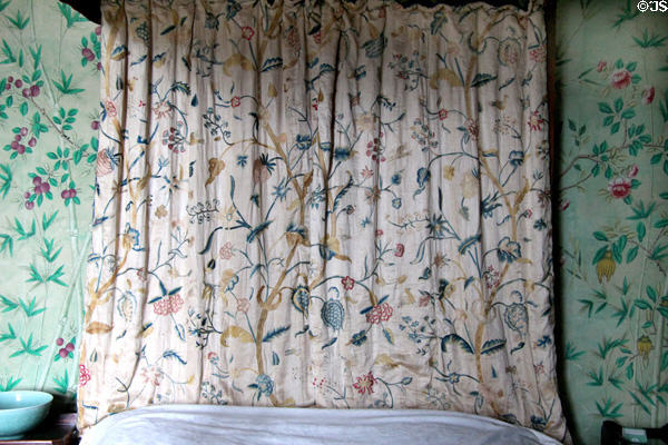 Detail of Chinese wallpaper (c1800) in Kier bedroom at Pollok House. Glasgow, Scotland.