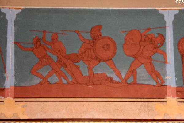 Battle scene from Homer's Iliad in dining room at Holmwood. Glasgow, Scotland.