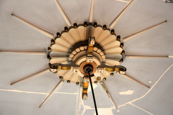 Ceiling rose supporting lamp in dining room at Holmwood. Glasgow, Scotland.