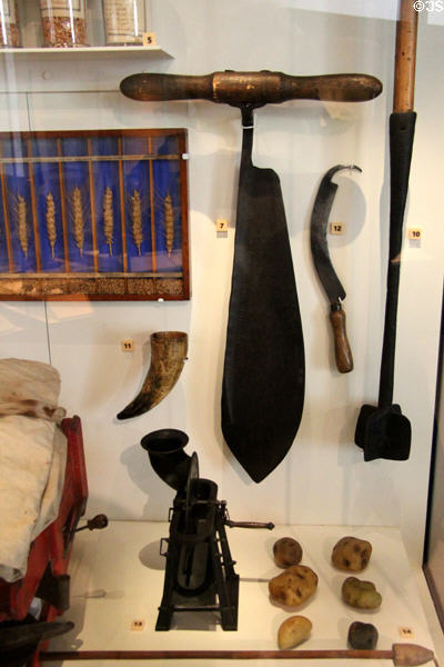 Various antique seeding & turnip tools at National Museum of Rural Life. Kittochside, Scotland.
