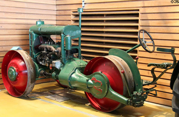Glasgow tractor (1919) with three wheels at National Museum of Rural Life. Kittochside, Scotland.
