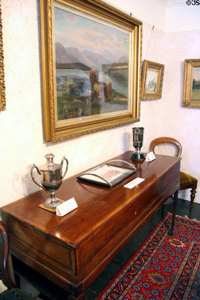 Square piano (late 18thC) by Richard Horsburgh of Edinburgh in Reid farmhouse at National Museum of Rural Life. Kittochside, Scotland.