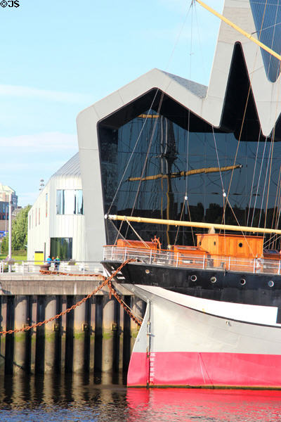 Stern of Glenlee Tall Ship at Riverside Museum. Glasgow, Scotland.