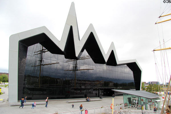 Hadid's reflective facade of Riverside Museum. Glasgow, Scotland.