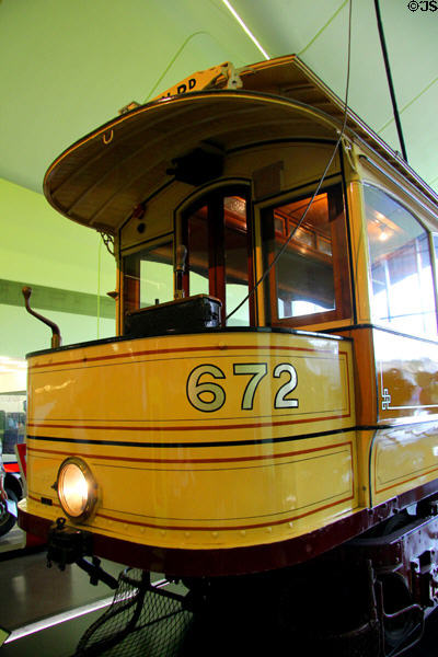 Glasgow Corporation Tramways single deck car 672 (1898-1907) at Riverside Museum. Glasgow, Scotland.