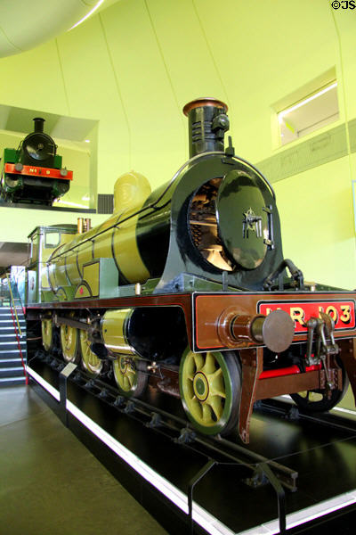 Highland Railway locomotive no. 103 (1894) by Sharp Stewart of Glasgow at Riverside Museum. Glasgow, Scotland.
