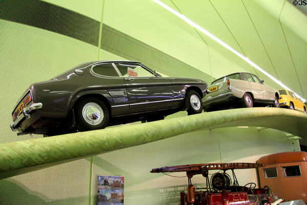 Ford Capri Mk I (1969) & Rover 2200 SC (1974) from England at Riverside Museum. Glasgow, Scotland.