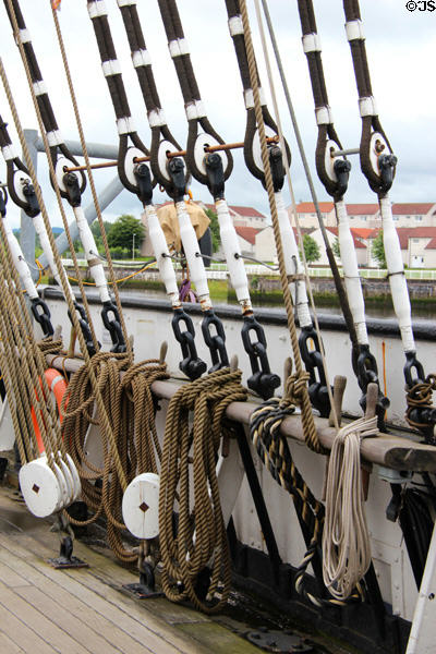 Rigging of Glenlee Tall Ship. Glasgow, Scotland.