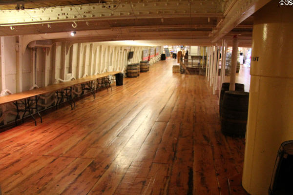 Cargo deck of Glenlee Tall Ship. Glasgow, Scotland.