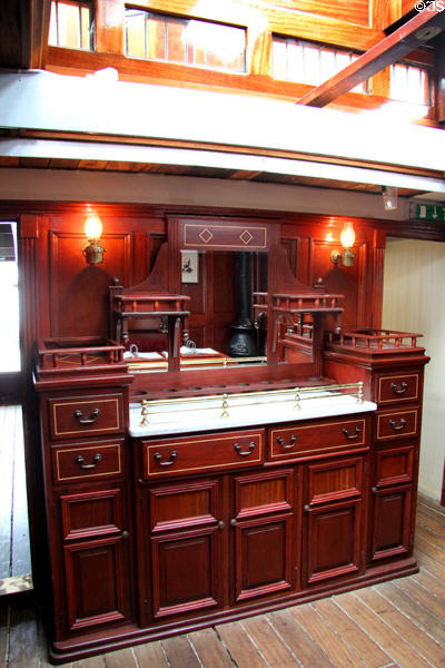 Sideboard in poop cabin of Glenlee Tall Ship. Glasgow, Scotland.