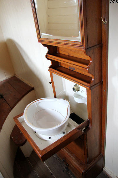 Ships basin which tips to empty in poop cabin of Glenlee Tall Ship. Glasgow, Scotland.