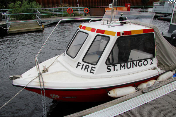 St Mungo 2 Fire boat docked at Kelvin Harbour. Glasgow, Scotland.