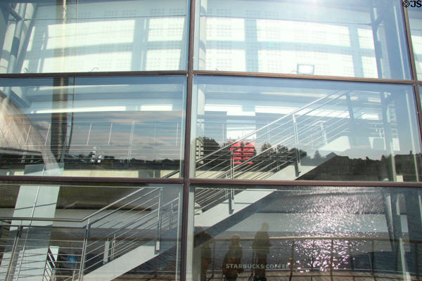 IMAX cinema facade detail at Glasgow Science Centre. Glasgow, Scotland.