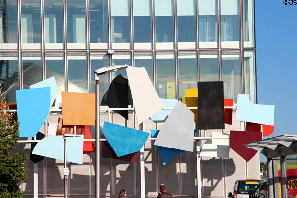 Artwork sculpture at BBC Scotland building. Glasgow, Scotland.