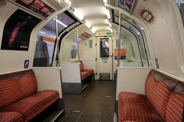 Glasgow Subway car interior. Glasgow, Scotland.