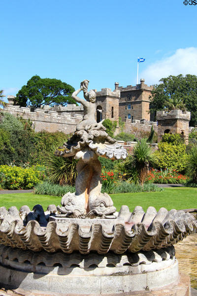 Garden fountain featuring Poseidon at Culzean Castle. Maybole, Scotland.