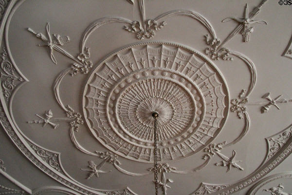 Dining room ceiling in style of John Adam at Culzean Castle. Maybole, Scotland.