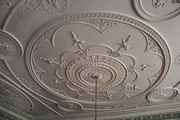 Dining room ceiling in style of John Adam at Culzean Castle. Maybole, Scotland.