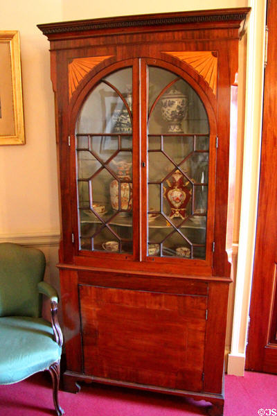 Display case with porcelain at Culzean Castle. Maybole, Scotland.