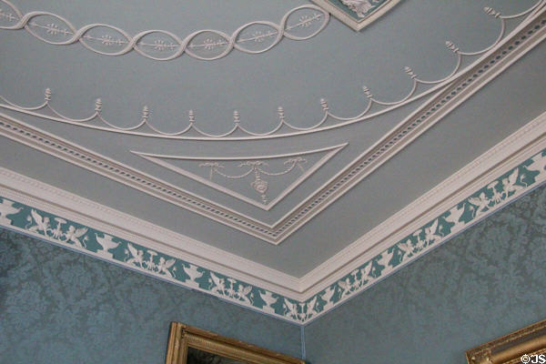 Blue drawing room ceiling by Robert Adam at Culzean Castle. Maybole, Scotland.