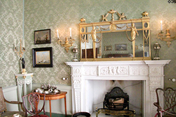 Music room fireplace by Robert Adam & Adamesque mirror at Culzean Castle. Maybole, Scotland.