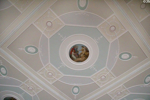 Ceiling by Robert Adam in Music room at Culzean Castle. Maybole, Scotland.