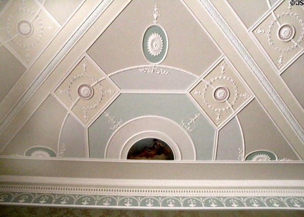 Ceiling by Robert Adam in Music room at Culzean Castle. Maybole, Scotland.