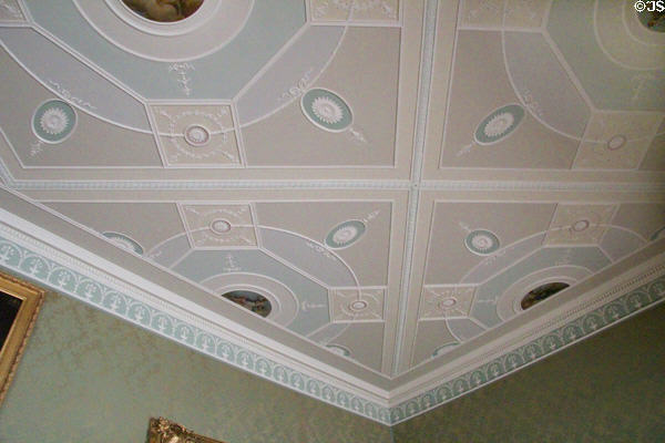 Ceiling by Robert Adam in Music room at Culzean Castle. Maybole, Scotland.