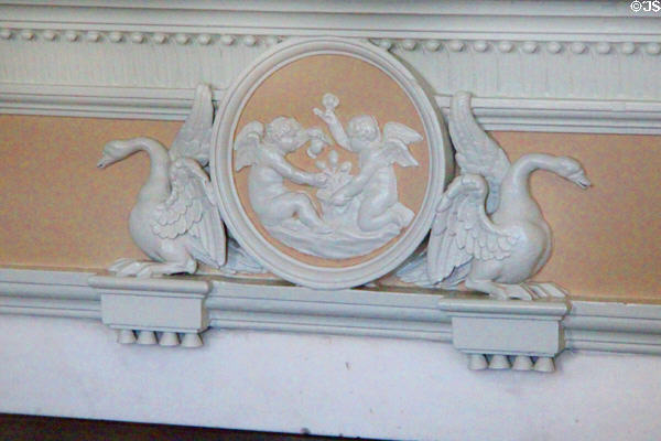 Detail of medallion on Lady Ailsa's dressing room fireplace by Robert Adam at Culzean Castle. Maybole, Scotland.