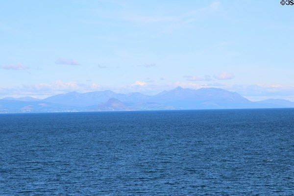Firth of Clyde & Isle of Aaran seen from Culzean Castle. Maybole, Scotland.