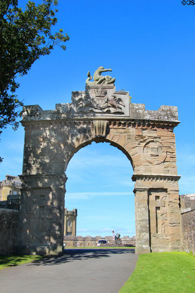 Triumphal arch entrance to Culzean Castle grounds. Maybole, Scotland.