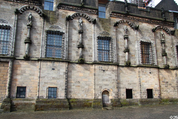 Grotesque figures on Prince's Walk of Palace at Stirling Castle. Stirling, Scotland.